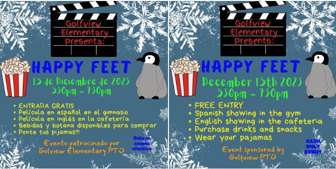 PTO Movie Night, Friday, December 15, 2023, 5:30-7:30pm 
